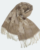 Elegant Pearl Embellished Woollen Stole For Women